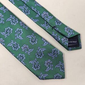 KLEIN EPSTEIN & PARKER SILK TIE GREEN BLUE FLORAL FOULARD SATIN 2.75" X 59"